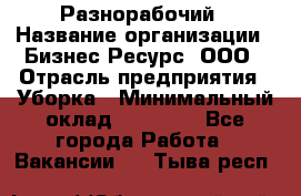 Разнорабочий › Название организации ­ Бизнес Ресурс, ООО › Отрасль предприятия ­ Уборка › Минимальный оклад ­ 22 000 - Все города Работа » Вакансии   . Тыва респ.